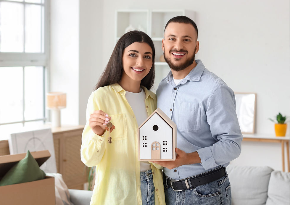 First home buyers celebrating inside their new Sydney home